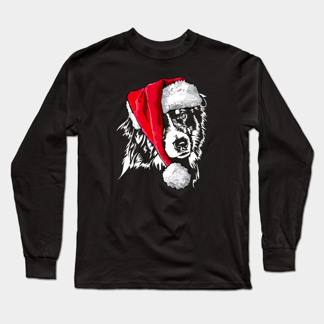 Santa Australian Shepherd Christmas dog Aussie mom Long Sleeve T-Shirt by wilsigns